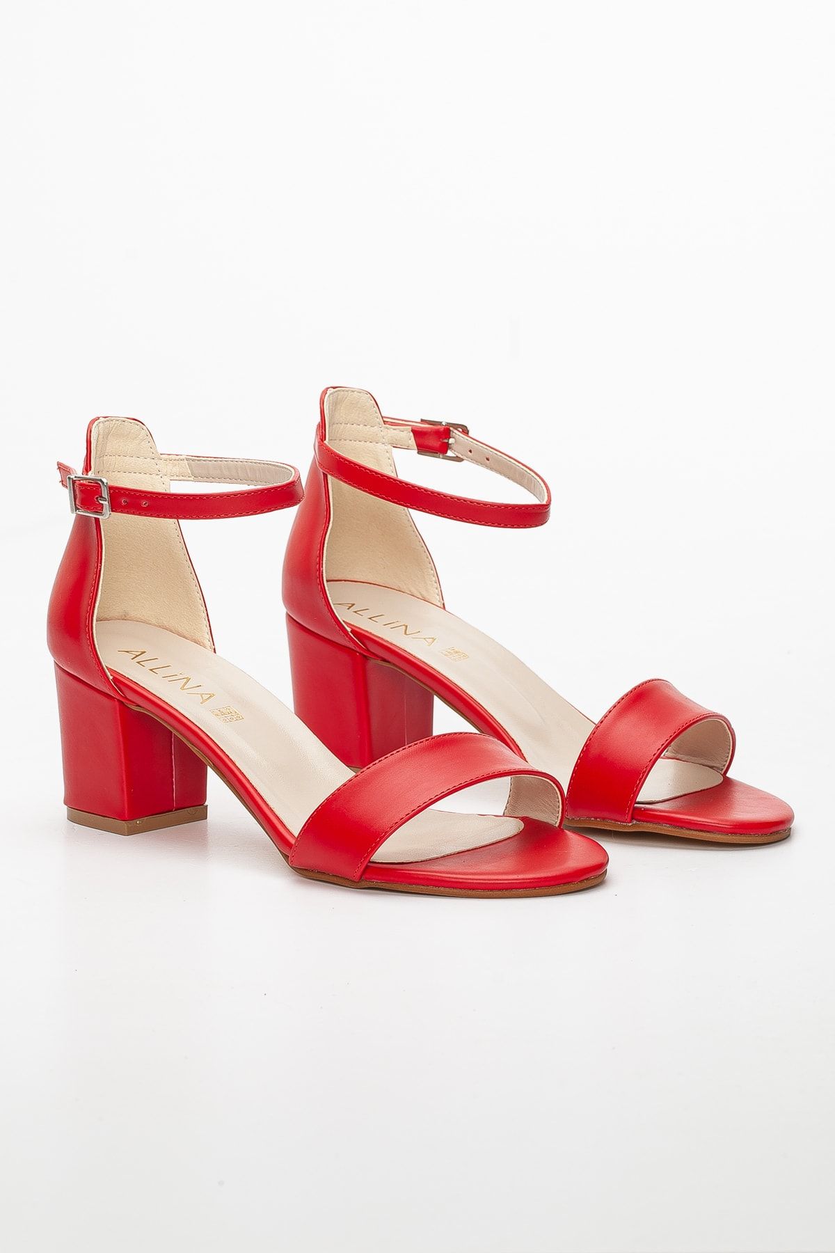 LİLLA-Low Heel Single Strap Red 3