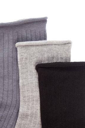 Çok Renkli 3'lü Paket Örme Soket Çorap THMAW23CO00115