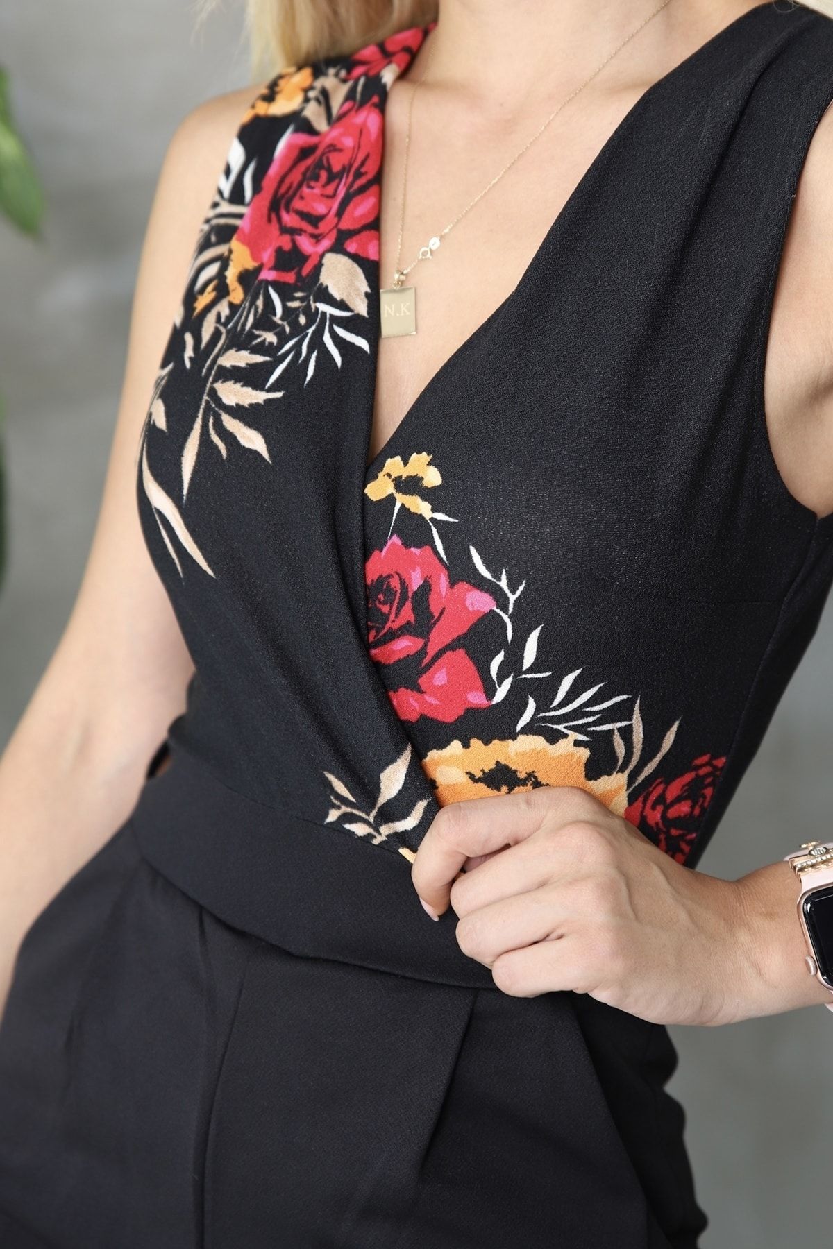 bayansepeti Women s Floral Patterned Double Breasted Collar Pocket