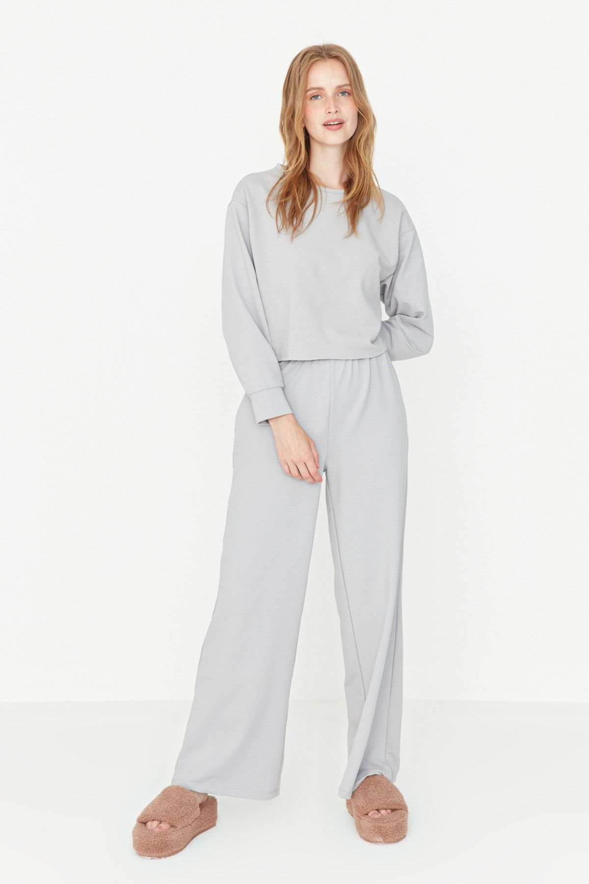 Trendyol Collection Pyjama Grau Unifarben Fast ausverkauft