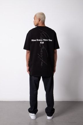 Oversize Organıc Rıse Every Baskılı Organik Pamuklu T-shirt Siyah TYC00479553044