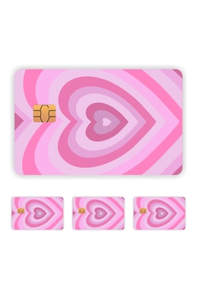 Quart Aksesuar 4 Adet Pembe Kalpli Kart Kaplama Sticker Kart Etiketi