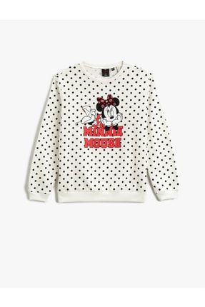 Minnie Mouse Baskılı Lisanslı Sweatshirt Pamuklu 3WKG10113AK
