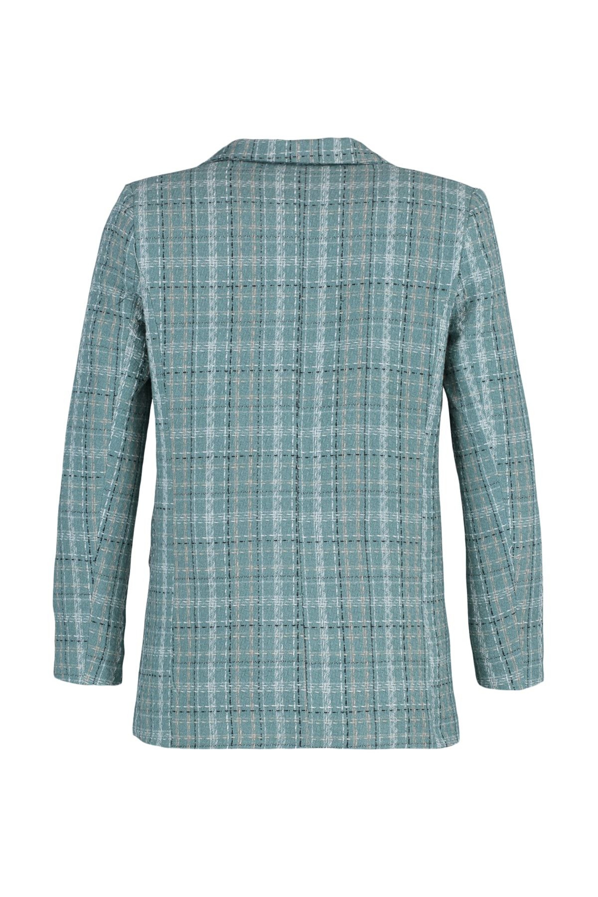 Trendyol Collection-Mintfarbene, karierte Webjacke mit regulärem Futter und Karomuster TWOAW23CE00094 8