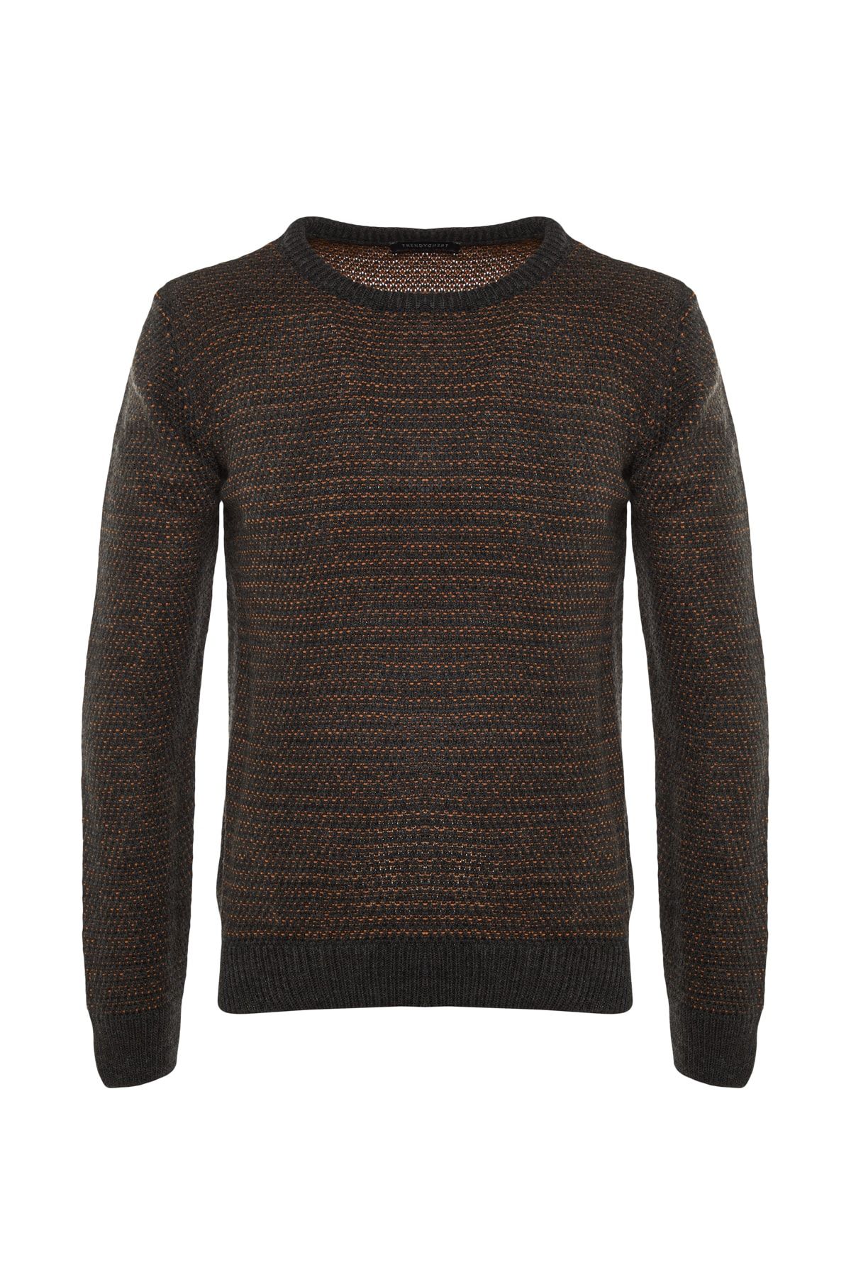 Antrasit Erkek Slim Fit Bisiklet Yaka Dokulu Kazak TMNAW22KZ0659