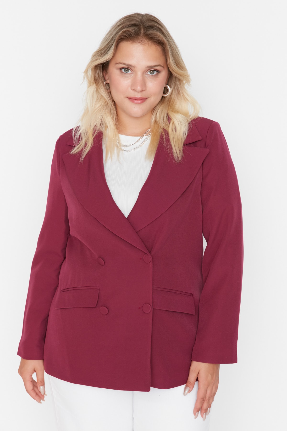 Trendyol Curve Große Größen in Jacke Rosa Regular Fit Fast ausverkauft
