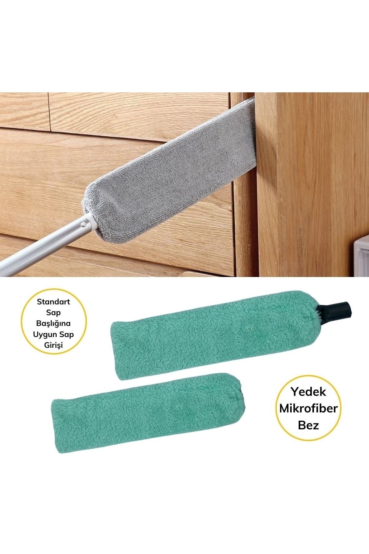 MAGİTOPTAN-Recessed Surface Cleaning Mop Dusting Brush with Handle Microfiber Head 5