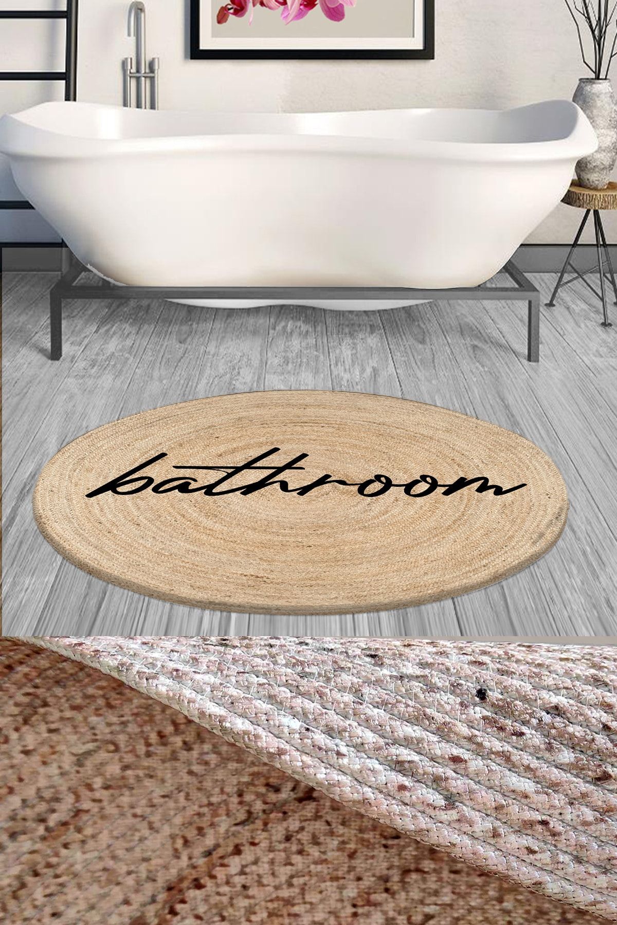 Bath mat outlet for round shower