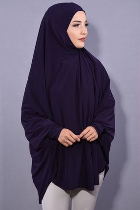 Standart Beden 5xl Peçeli Hijab Mor 172-17