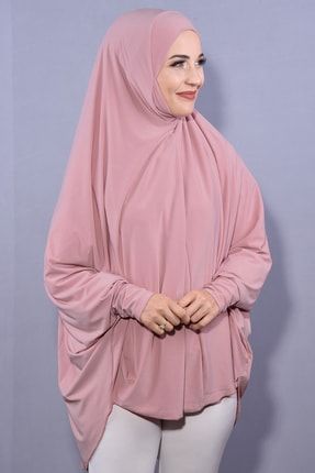 Standart Beden 5 Xl Peçeli Hijab Pudra Pembesi 172-15
