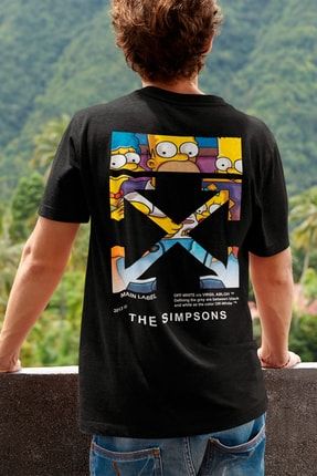 The Simpsons Temalı T-shirt, Simpsonlar T-shirt, Sırt Baskı Unisex T-shirt TS001