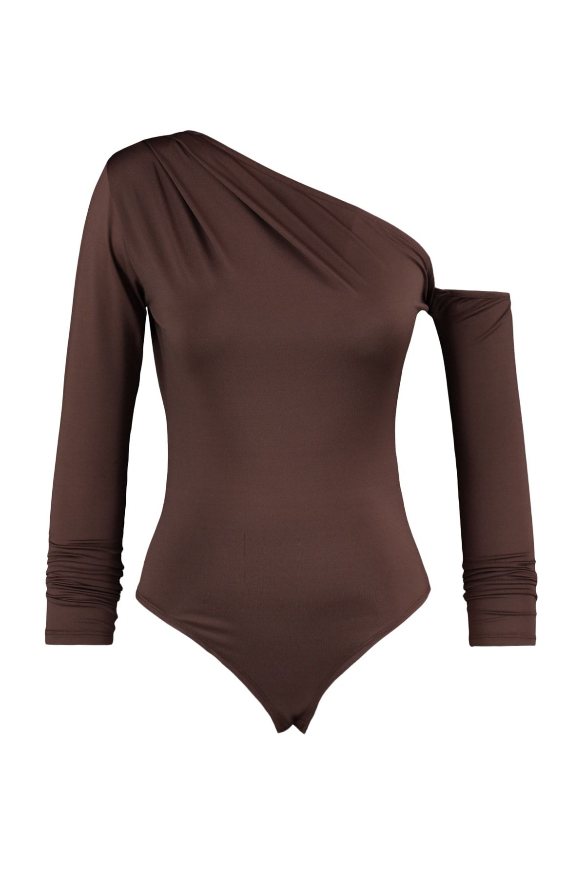 Trendyol Collection-Brauner, asymmetrischer Kragen, langärmeliger Stretch-Strickbody mit Druckknöpfen TWOAW22BD0080 6