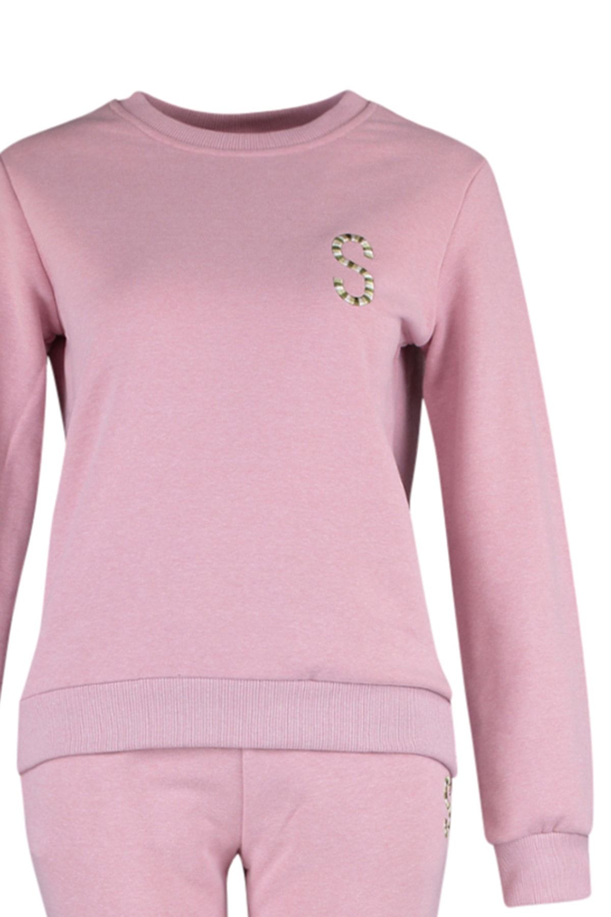 Trendyol Collection-Podstawowy dres z dzianiny Dried Rose z podwyższonym nadrukiem 8