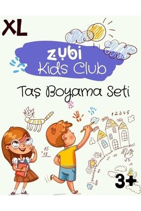 Taş Boyama Xl 3 Yaş Üstü Çocuklar Için Zeka Geliştirici 6 Renk Akrilik Boyalı Fırçalı Aktivite Seti XL