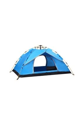 4 Kişilik Çift Kapılı Otomatik Kamp Çadırı Mavi 220x200x140 SG-0404