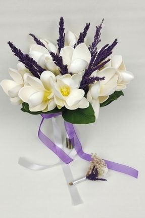 Beyaz Manolya Ve Mor Darcanlı Gelin El Çiçeği TXCB57F6A917022