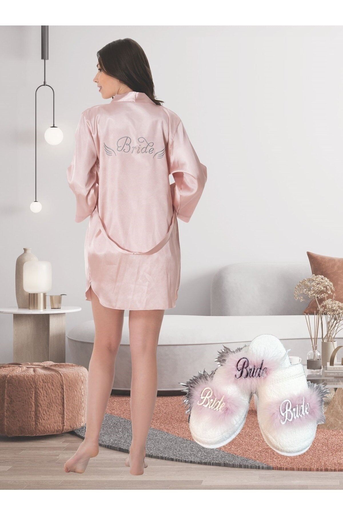 Effortt-Bride Crown Slippers Set with Dressing Gown 1