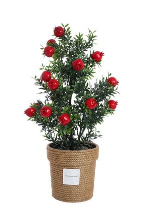 Yapay Çiçek Nar Ağaç 55 Cm Ev Dekorasyonu Hasır Ip Saksıda Yapay Çiçek DHM05354488-005