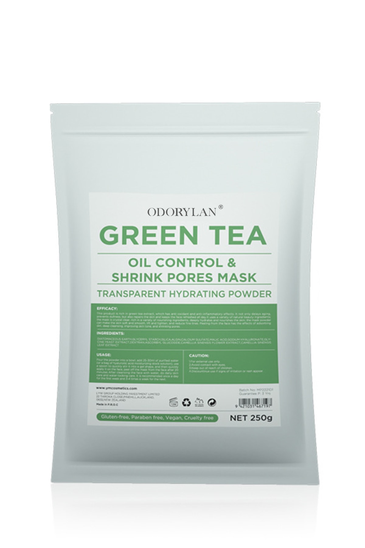 Odorylan Yağlı Ciltler Ve Gözenek Sıkılaştırıcı Yeşil Çay Özlü Toz Cilt Bakım Maskesi 250gr