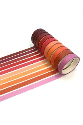 Renkli Dekoratif Kağıt Bant (40 MT) (10'LU) - Turuncu Ve Tonlar PB8000