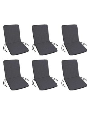 Sandalye Minderi Büyük Arkalıklı Yıkanabilir 6'lı Gri Renk 4 Cm Sünger MOR-SANDMİNDER-GRİ-6LI