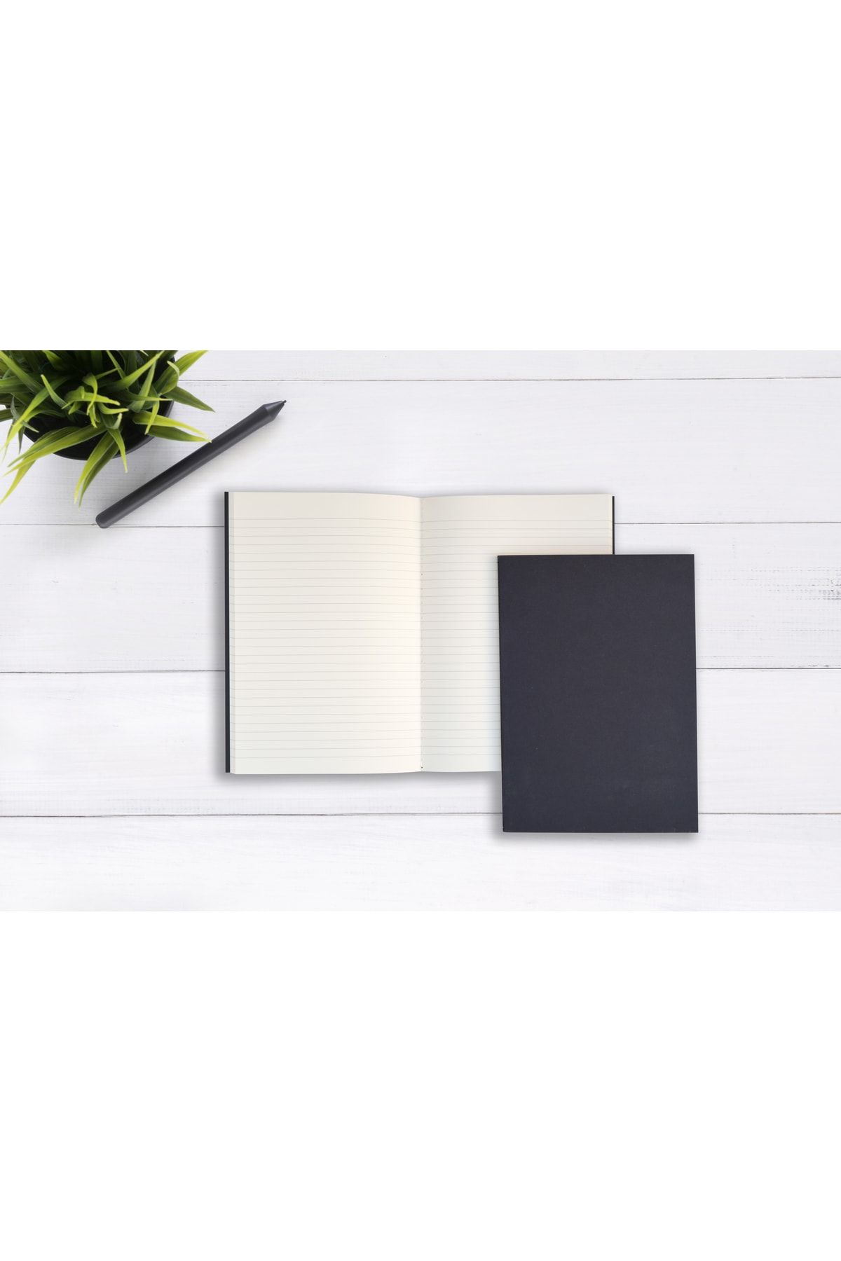Fark Tanıtım-Tailor Stitched 4-Line Notebook, Black Cover Notebook, 40 Sheets (80 Pages) 2