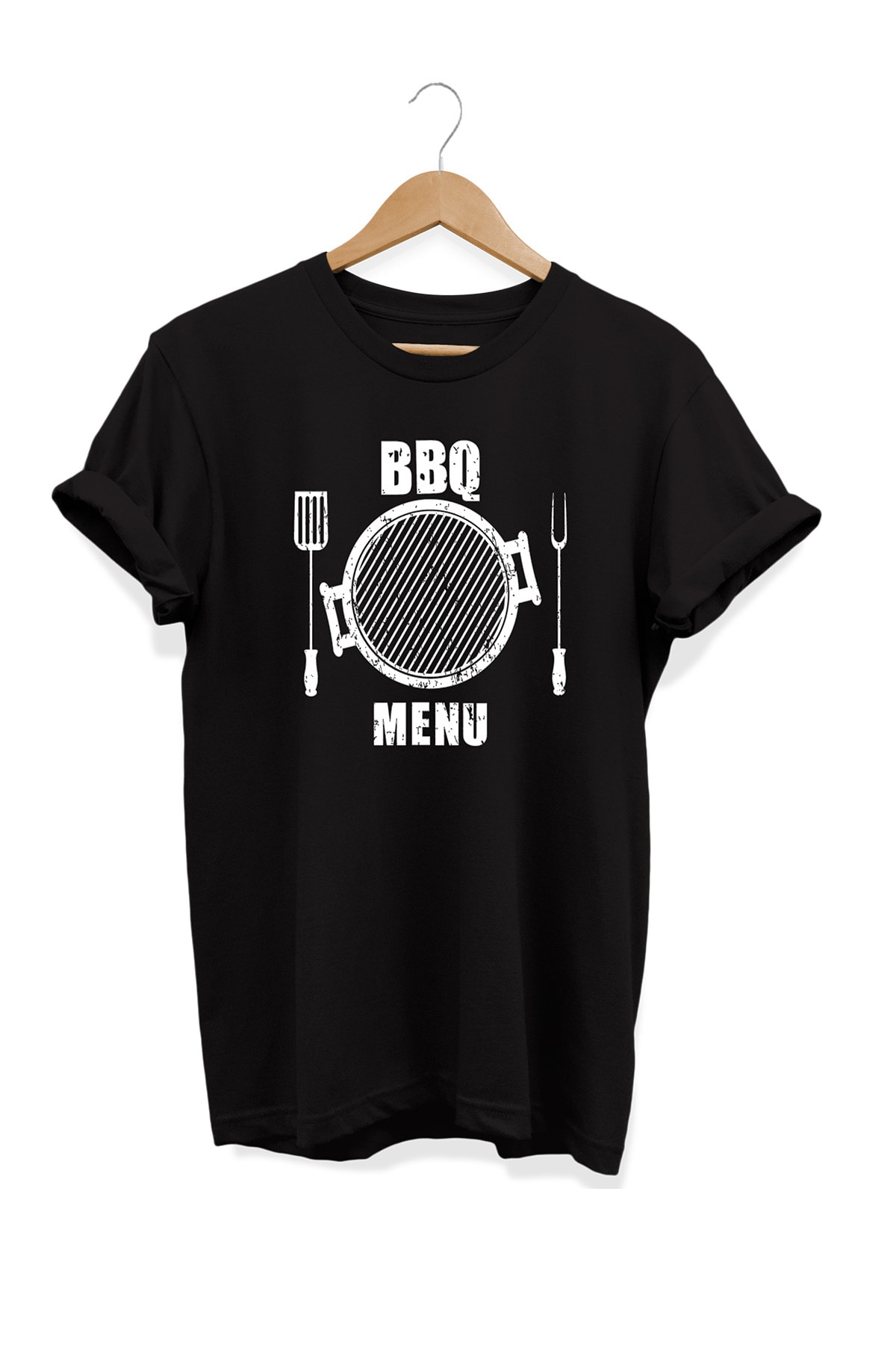 Dinner Series BBQ Printed 100% Cotton Plus Size T-Shirt