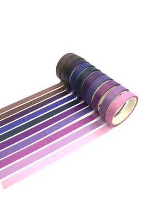 Renkli Dekoratif Kağıt Bant (40 MT) (10’LU) - Mor Ve Tonlar PB4000
