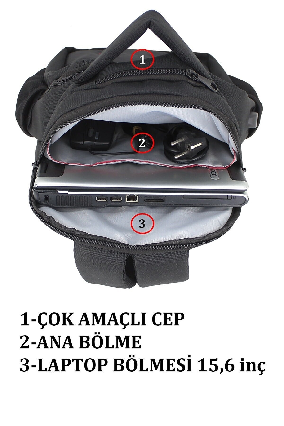 کوله پشتی زنانه مشکی Case Club | GSsırt 9800 اورجینال - تصویر 5