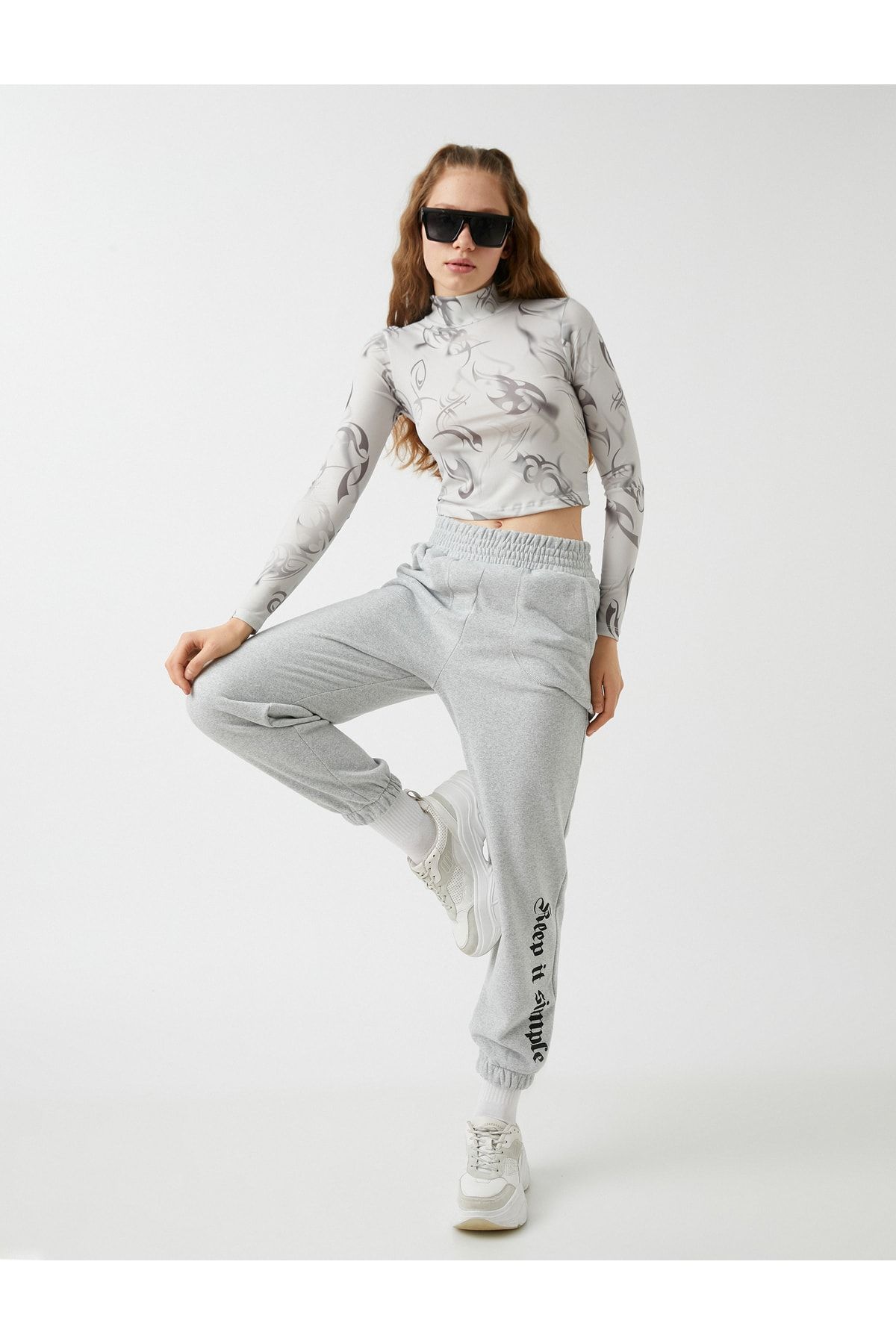Koton Jogger Eşofman Altı Baskılı Içi Polarlı