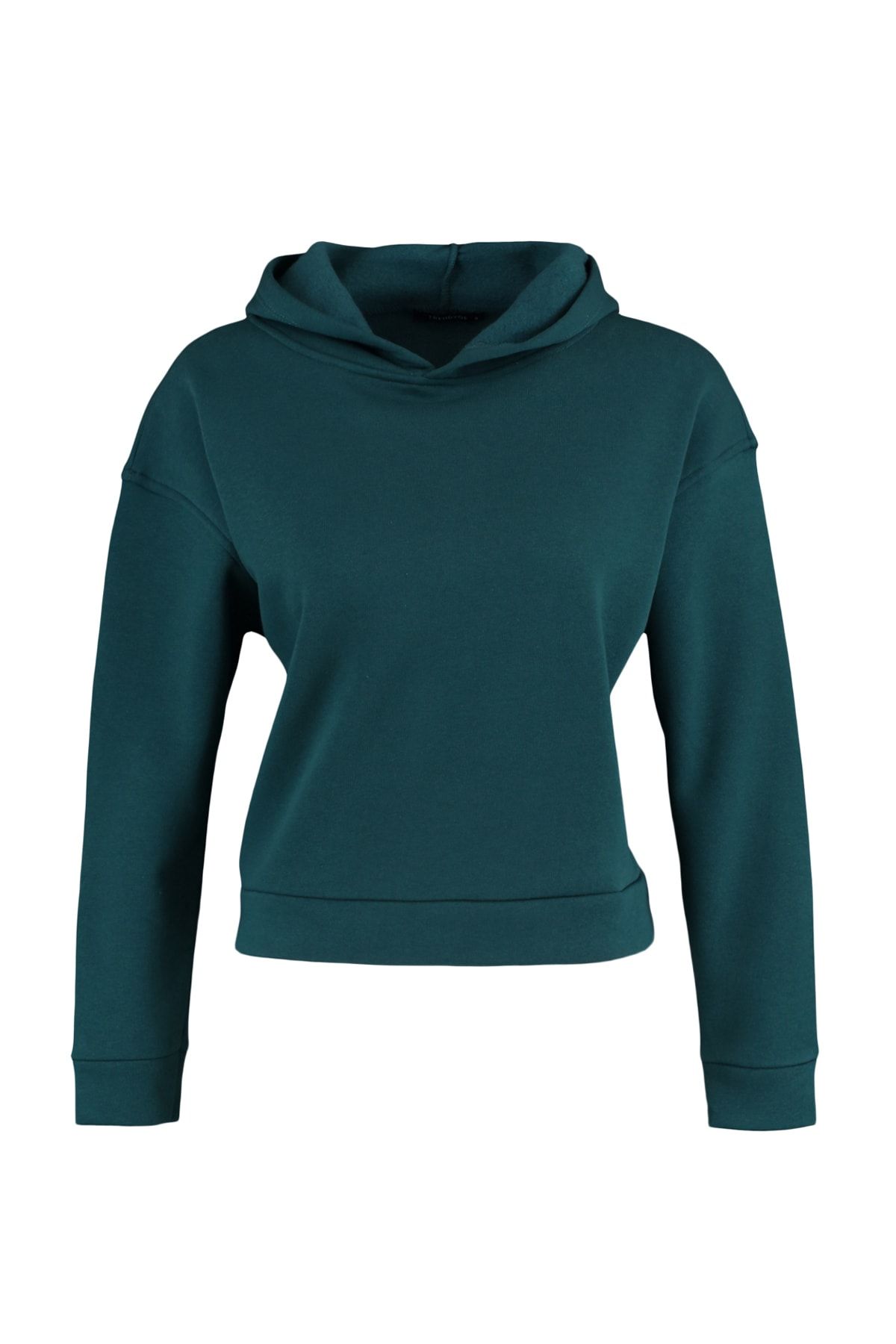 Trendyol Collection-Petrol Regular/Normal Fit Basic, cu glugă, fleece gros, tricotat în interior TWOAW23SW00004 7