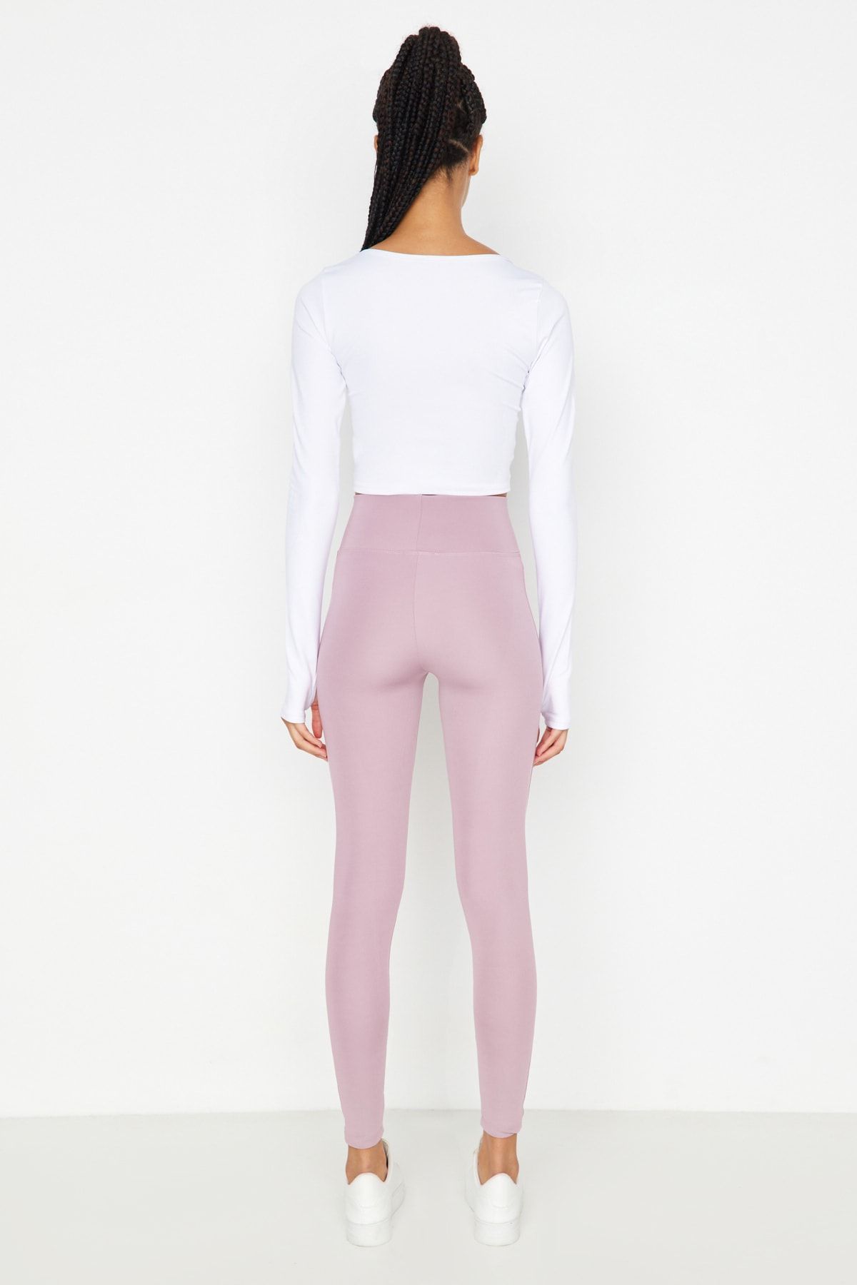 Trendyol Collection-Gestrickte Sportstrumpfhose mit breiter Taille von Dried Rose, elastisch, extra Erholung, in voller Länge TWOAW21TA0029 5