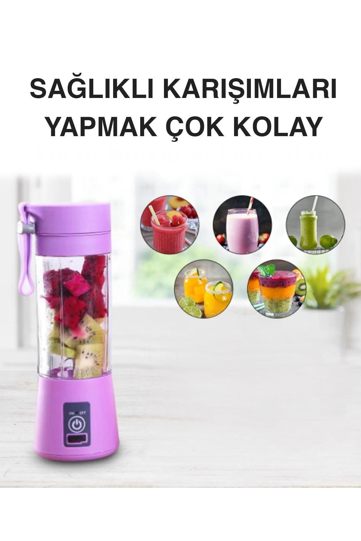 Blender Şarjlı Mini Portatif Taşınabilir Kişisel Blender 380ml - 7
