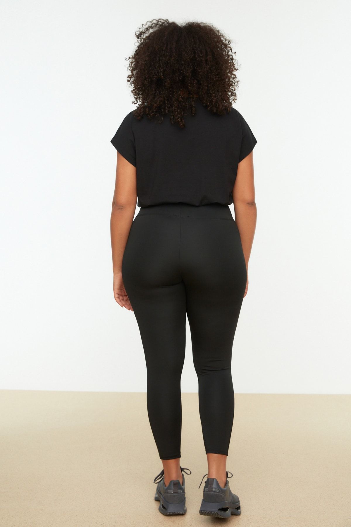 Trendyol Curve Black Knitted Gathering Sports Tights