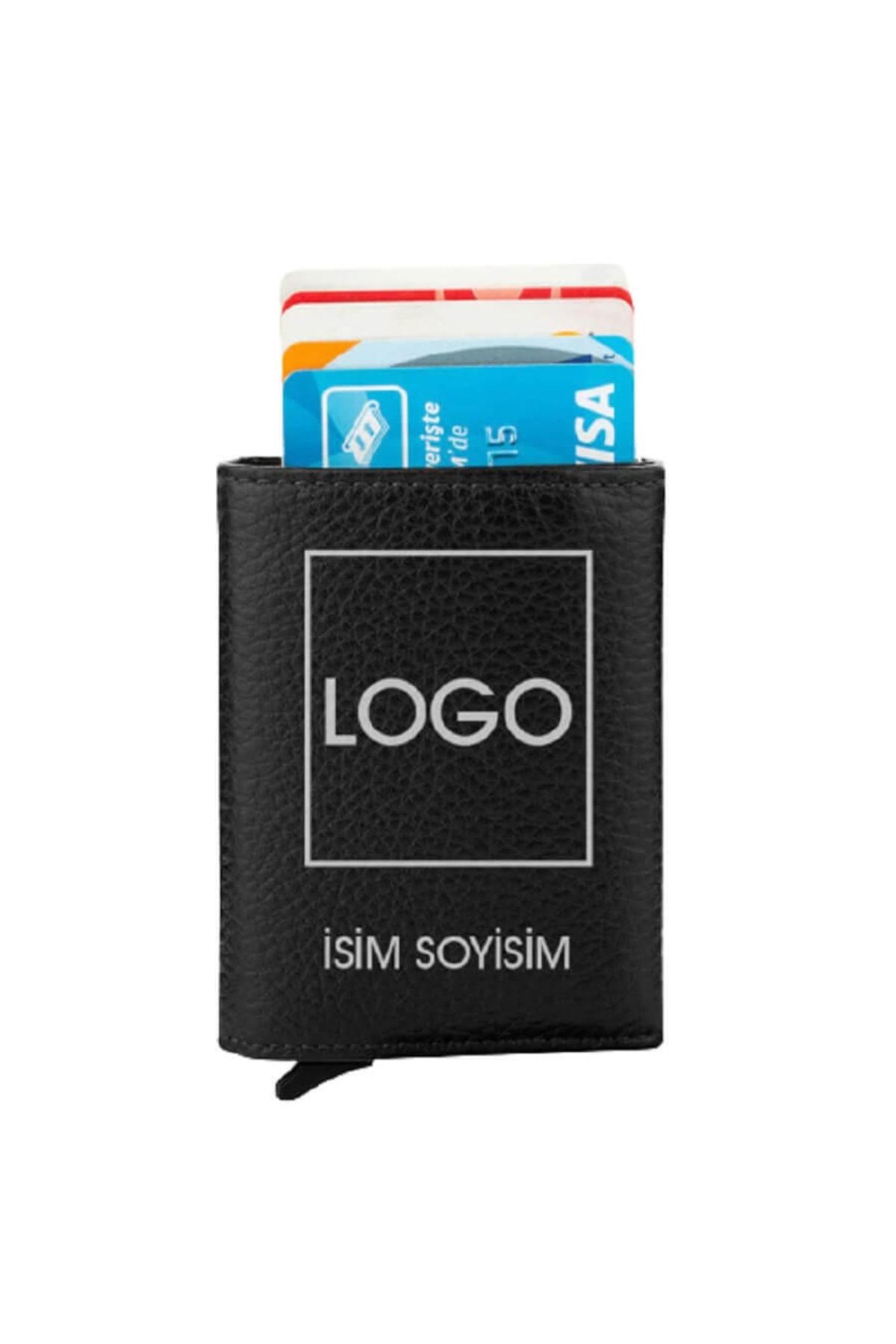 Anı Yüzük-Men's Black RFID Protected 100% Genuine Original Mechanism Leather Wallet Card Holder Paper Money Compartment 6