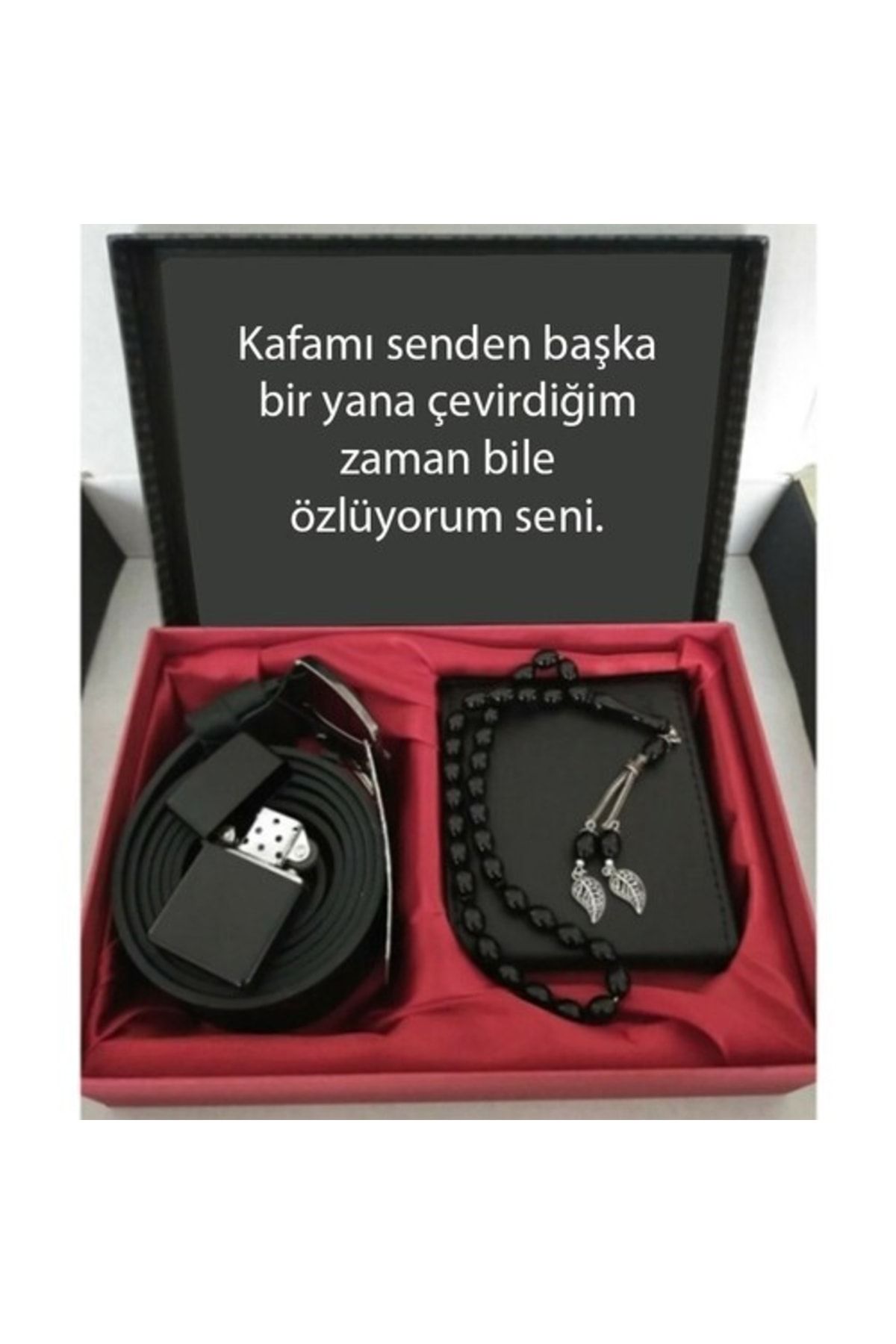 alsepeteavm Sevgiliye Özel Hediye Cüzdan, Kemer, Tespih, Çakmak Seti Dg29