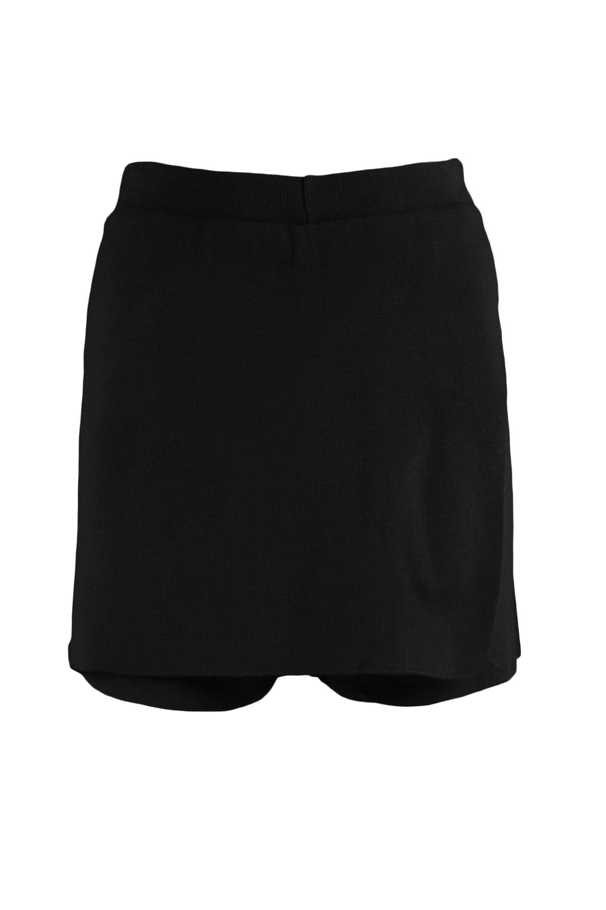 Trendyol Collection-Czarna dopasowana spódnica mini z dzianiny TWOAW23ET00246 5