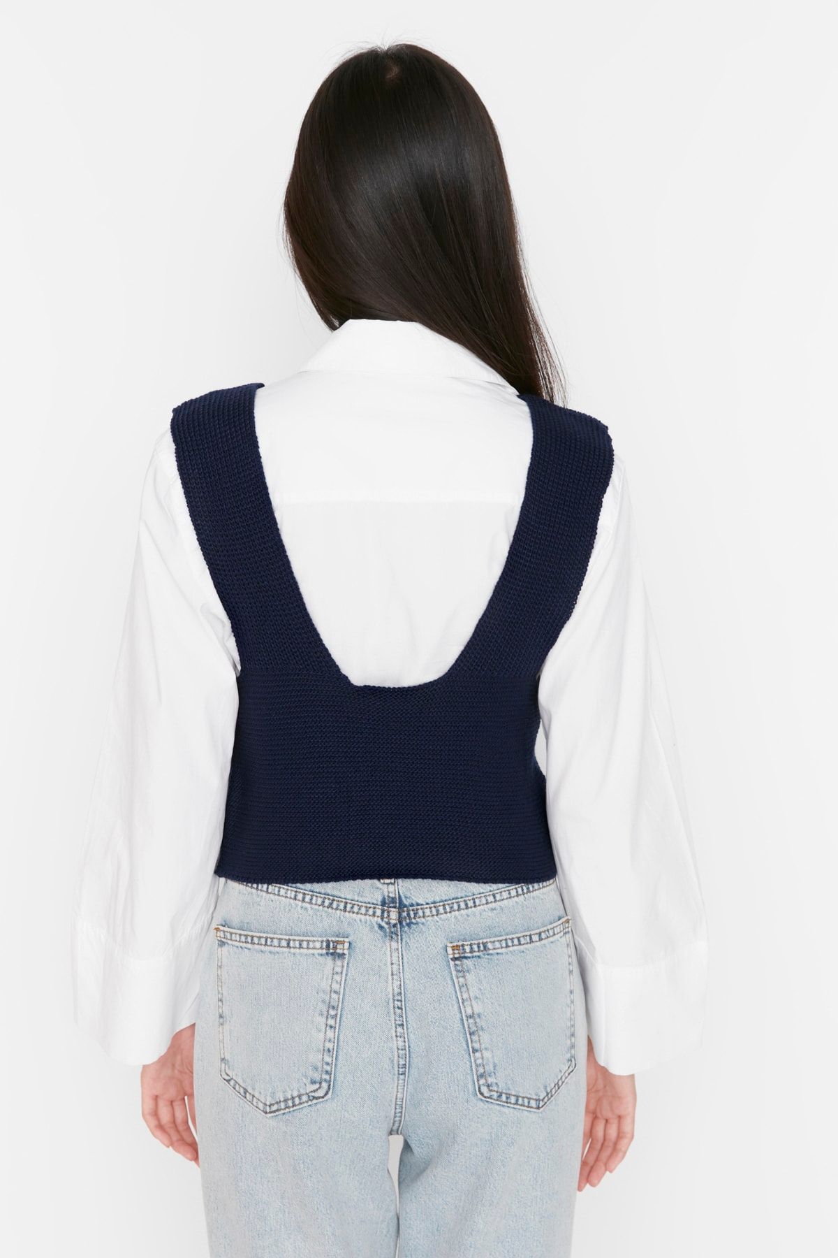 Trendyol Collection Strickweste Dunkelblau Regular Fit