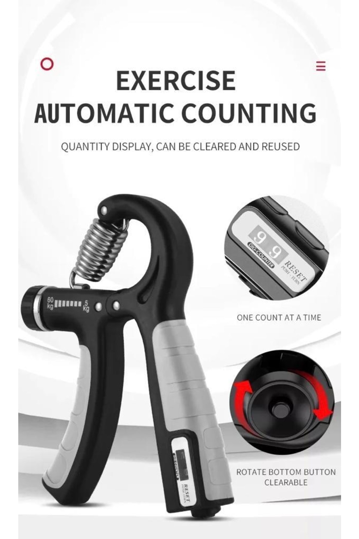 Clifton 5-60 Kg Ayarlanabilir El Güçlendirici Yay Hand Grip Trainer - Ayarlanabilir El Yayı El Yayı