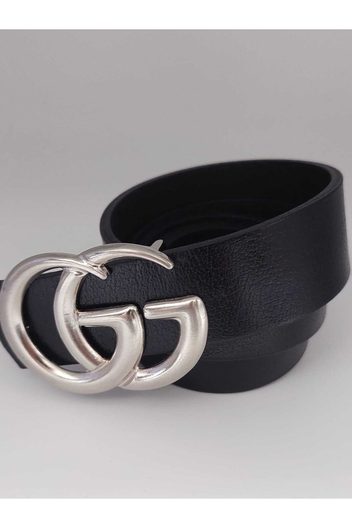 MARQUE SOSYETHEPAZARI Genuine Leather Black Gc Buckle Waist and
