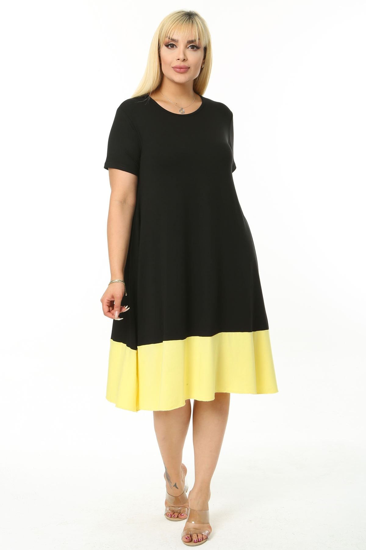 Black and yellow shop plus size dress
