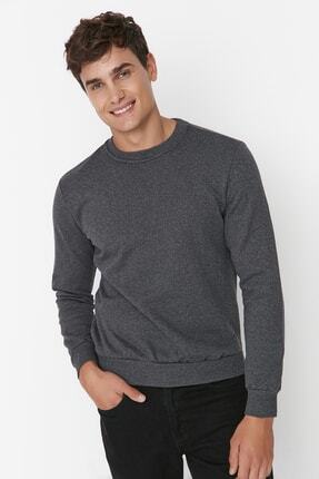 TRENDYOL MAN Antrasit Erkek Regular/Normal Kesim Basic Sweatshirt TMNAW21SW1208