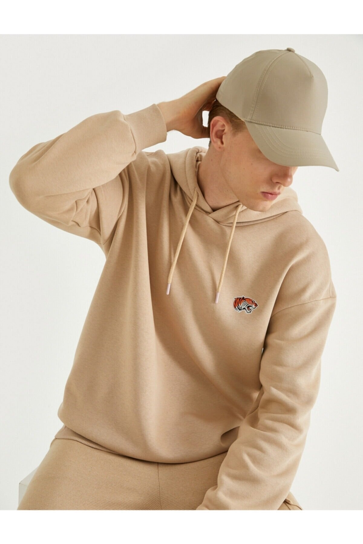 سویشرت مردانه بژ کوتون | 23KY59000150 اورجینال - تصویر 2