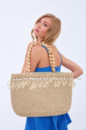 Sea Shell Raffia Bag Özel Tasarım Kadın Hasır Çanta 89seashell