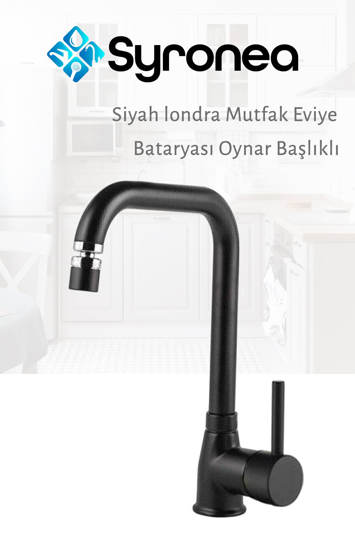 London Black Kitchen Sink Mixer Hood with Moving Aerator
