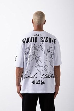 Oversize Naruto Sasuke Baskılı Pamuklu T-shirt narutotshirt