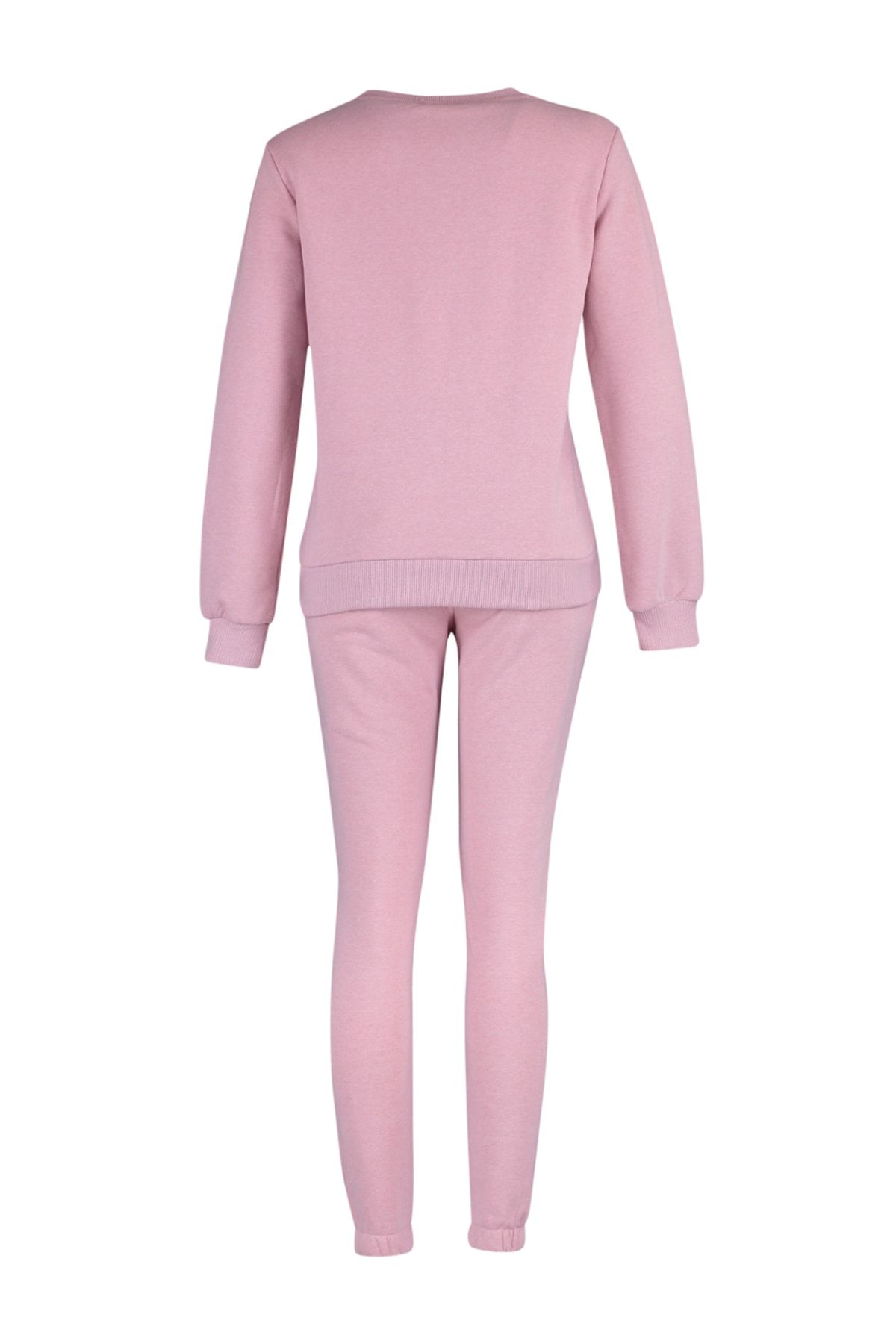 Trendyol Collection-Podstawowy dres z dzianiny Dried Rose z podwyższonym nadrukiem 6