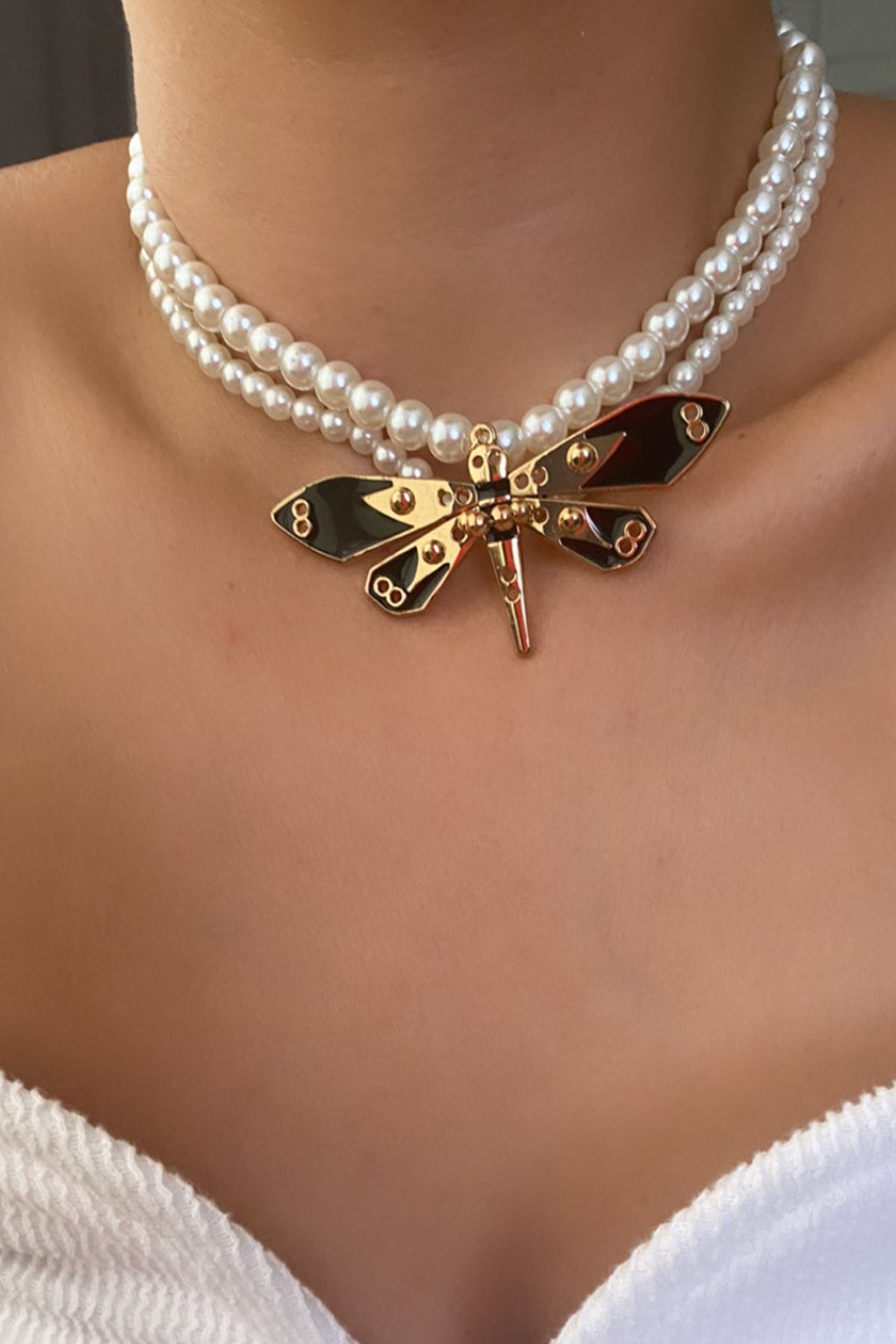 Dragonfly sales pearl necklace