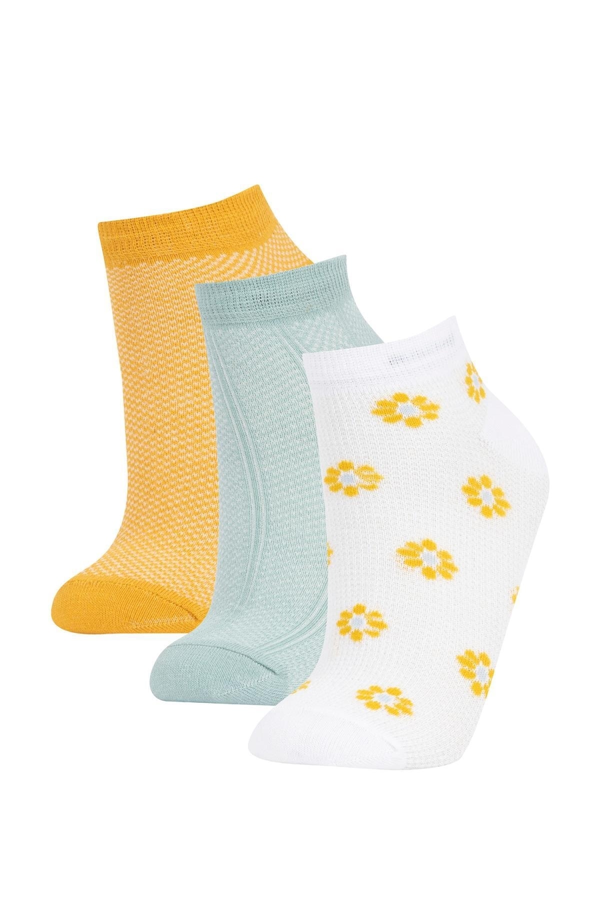 DeFacto Kadın 3'lü Pamuklu Patik Çorap NE6814
