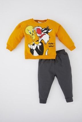 Erkek Bebek Looney Tunes Regular Fit Bisiklet Yaka Sweatshirt Alt Takım X8646A222AU